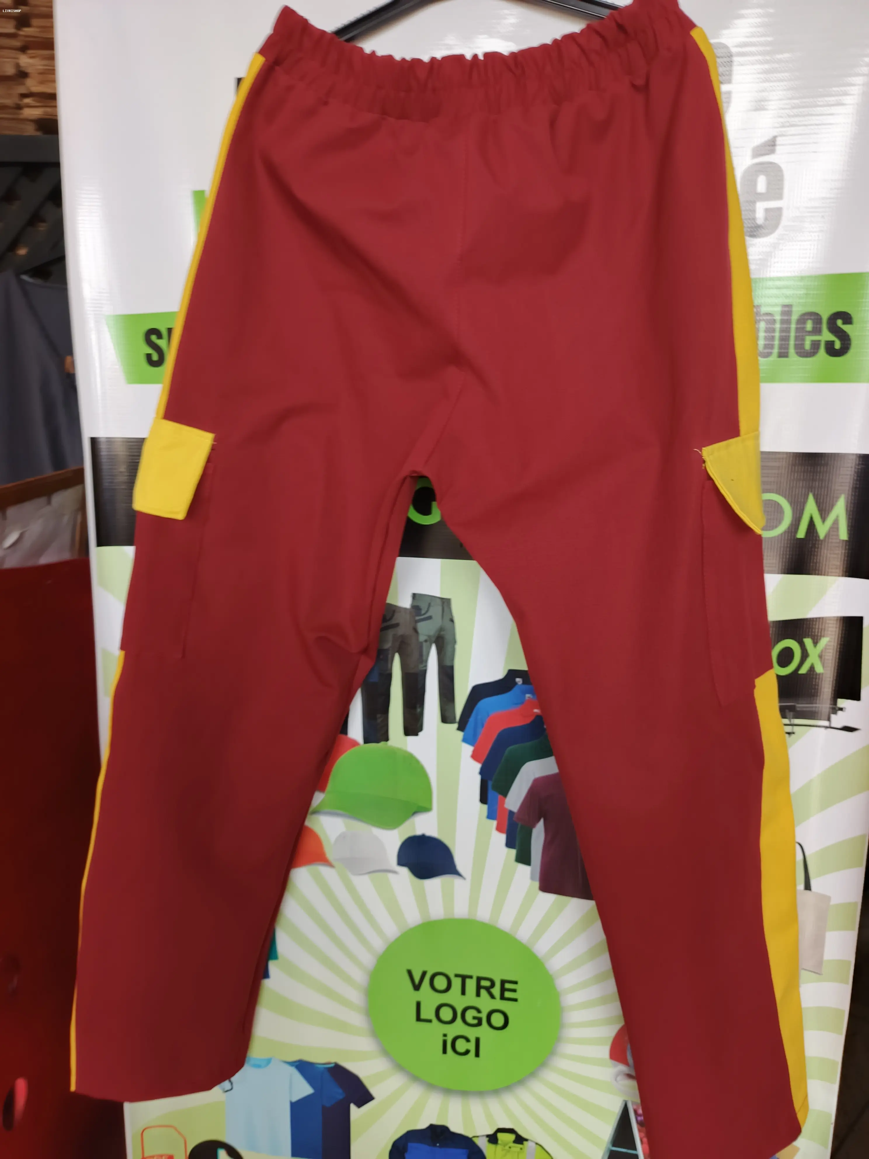 Pantalon para mixte grona bande jaune